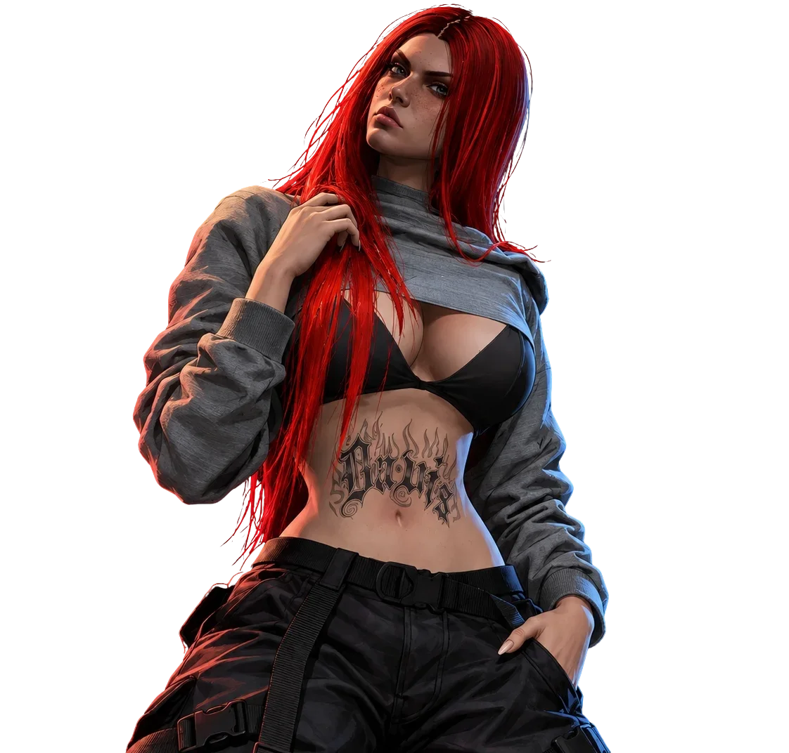 Personaje de pelo rojo y estética urbana en el servidor Nueva Vida Los Santos